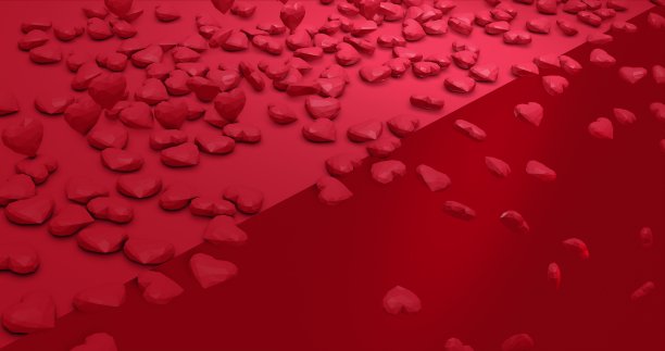 浪漫可爱的红色折线心。情人节。事件背景。3D渲染3D插图图片下载