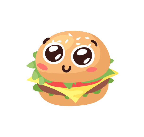 手绘卡通汉堡表情符号快餐绘图图片下载
