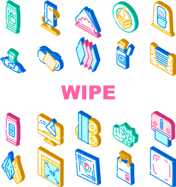 擦拭卫生配件收集图标集图片下载