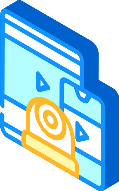 观看视频从小工具等距图标图片下载