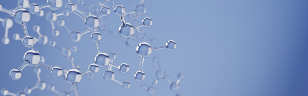 具有留白的水分子，科学或医学背景，3D渲染图片下载