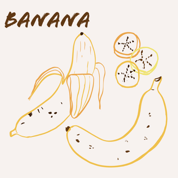 手绘香蕉水果多色线艺术矢量插图。五彩缤纷的线条艺术奇异的水果图案。图片下载