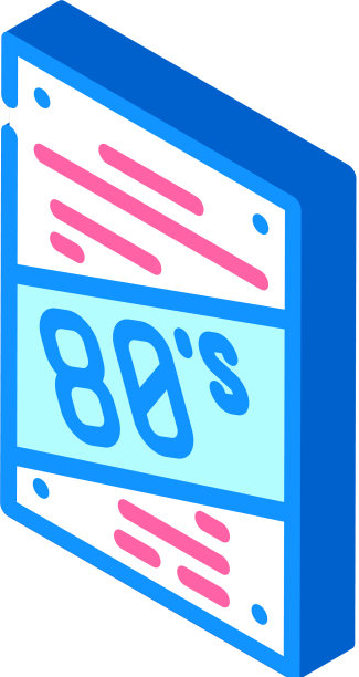 海报迪斯科80年代的等距图标图片下载