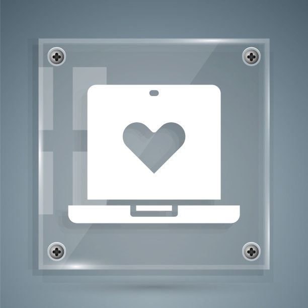 白色约会应用在线笔记本电脑概念图标图片下载