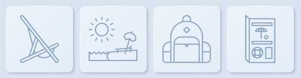 配有日光浴浴床的沙滩徒步背包图片下载