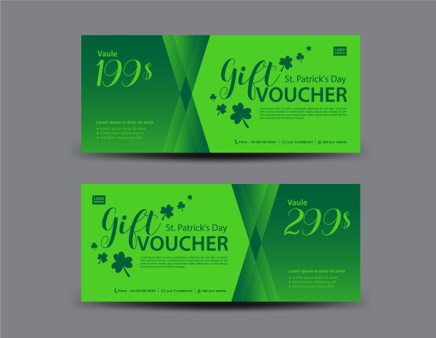 绿色礼券模板-礼券设计图片下载