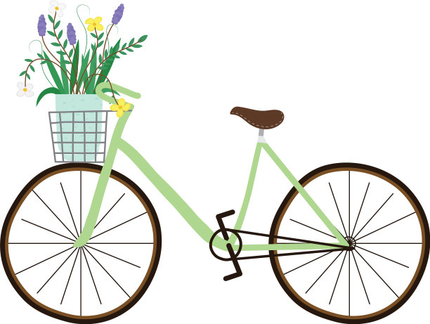 自行车与美丽的花篮装饰图片下载