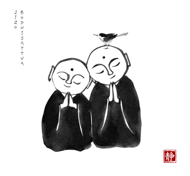 两个日本智藏菩萨和小鸟图片下载