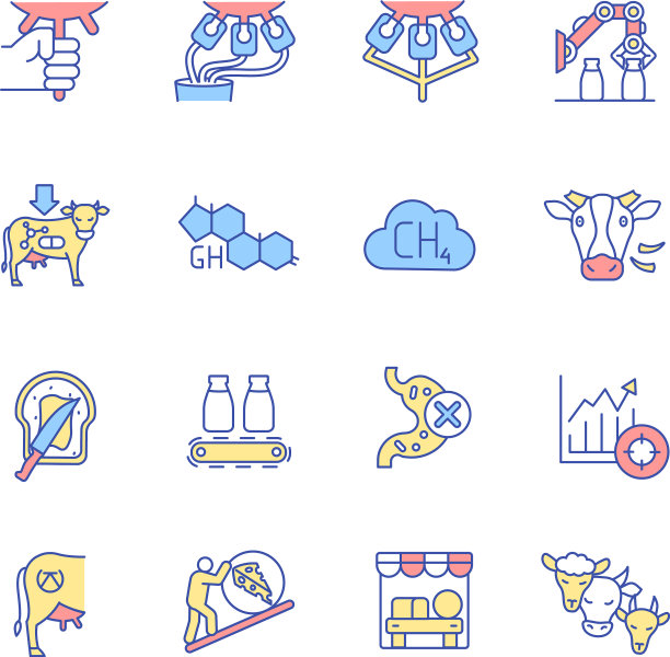 乳品行业和奶酪生产RGB颜色图片下载