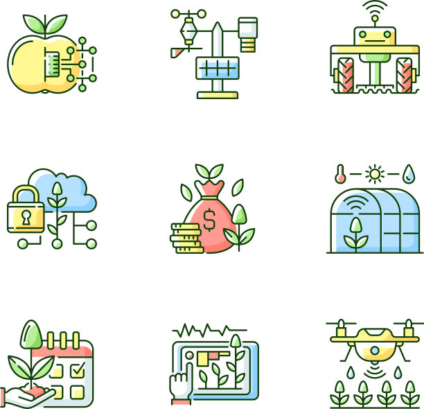 智能农场RGB颜色图标集图片下载