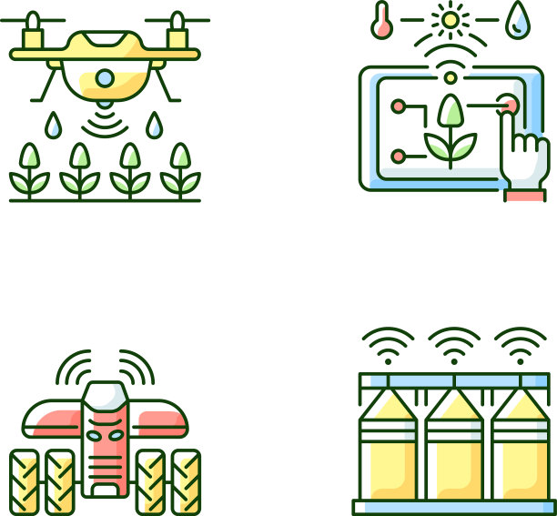 精准农业RGB颜色图标集图片下载