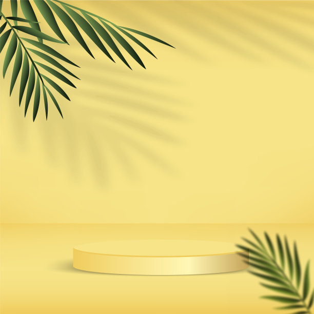 抽象背景与黄色几何3d讲台。矢量图图片下载