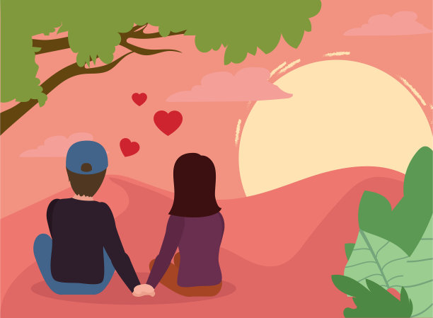 情人节快乐，情侣牵手相视图片下载