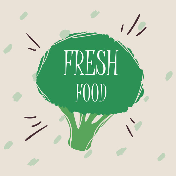 新鲜食品对西兰花蔬菜的设计图片下载