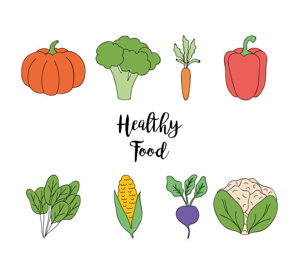 蔬菜健康食品设计扁平化风格图片下载