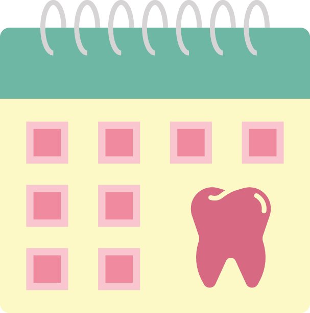牙科预约软件矢量，牙科诊所日历彩色图标设计图片下载
