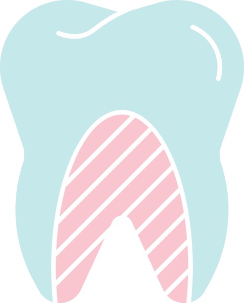 牙根矢量彩色图标设计概念，白色背景上的口腔卫生符号图片下载
