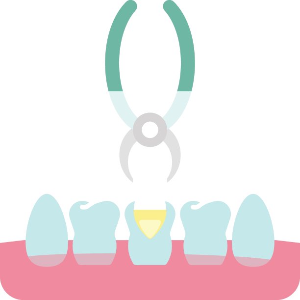 使用钳子在白色背景上提取牙齿，牙齿去除概念，牙科手术诊所彩色矢量，口腔卫生符号在白色背景上图片下载