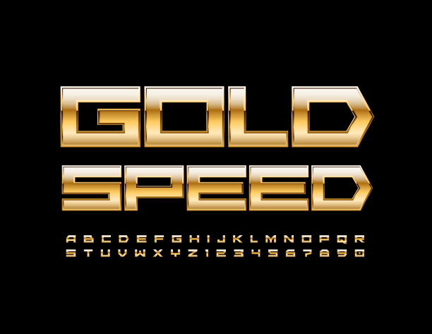 矢量精英模板黄金速度。Premium set of Alphabet Letters and Numbers图片下载