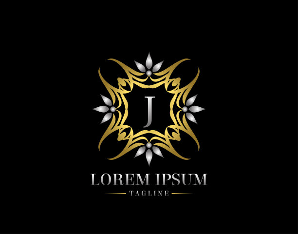 字母J金色豪华徽章Logo设计。优雅华丽的图标矢量设计。图片下载