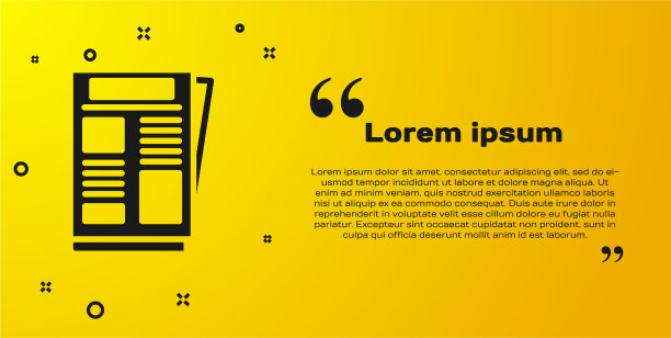 黑色新闻图标孤立在黄色背景图片下载