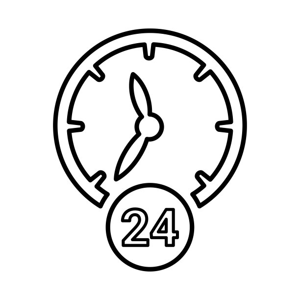 24小时活动时钟线性图标图片下载
