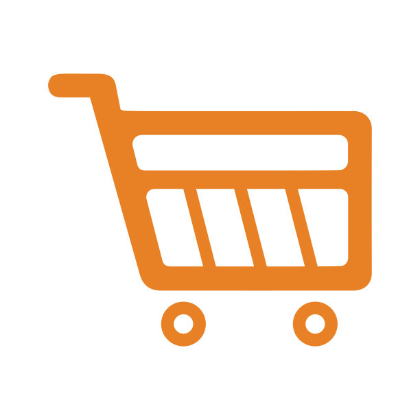 电子商务，购物车图标。橙色矢量图形。图片下载