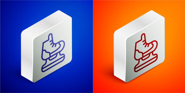 等距线溜冰图标孤立在蓝色和图片下载