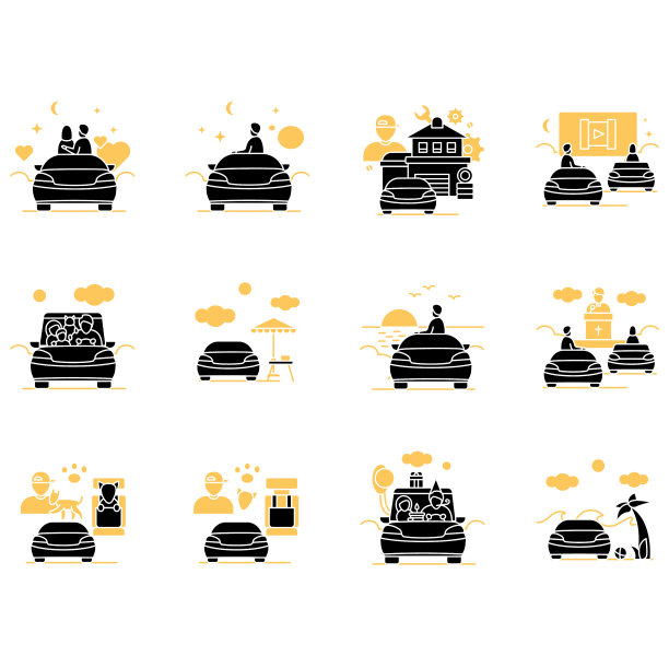 逃跑汽车字形图标集图片下载