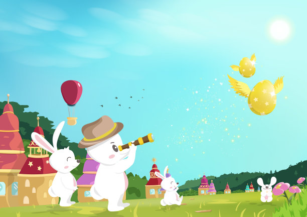 寻找复活节彩蛋的小兔子期待着金蛋图片下载