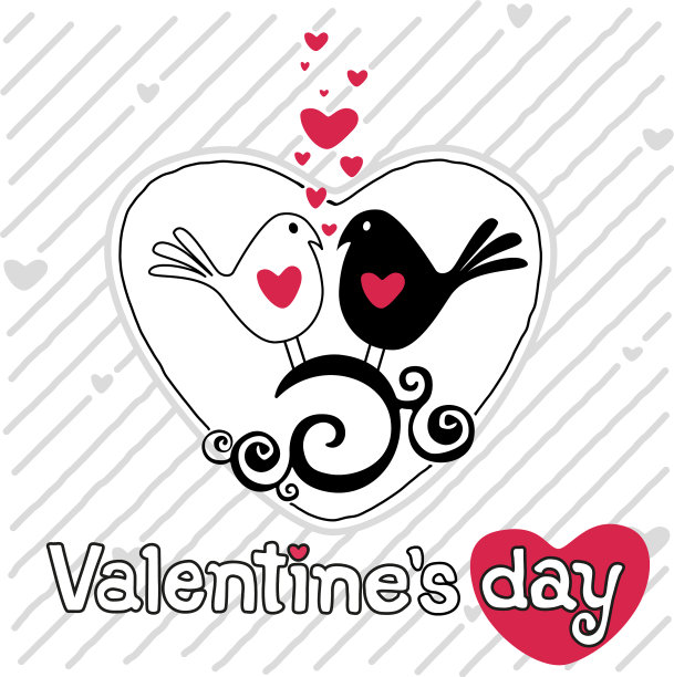 情人节明信片可爱的鸽子夫妇相爱图片下载