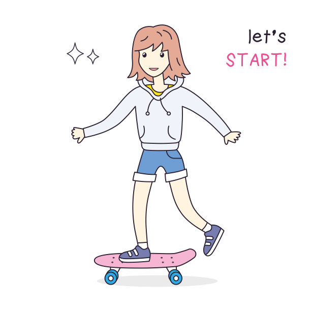 女孩玩滑板图片下载