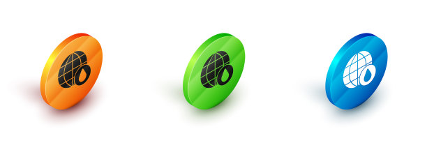 等距地球行星在水滴图标孤立图片下载