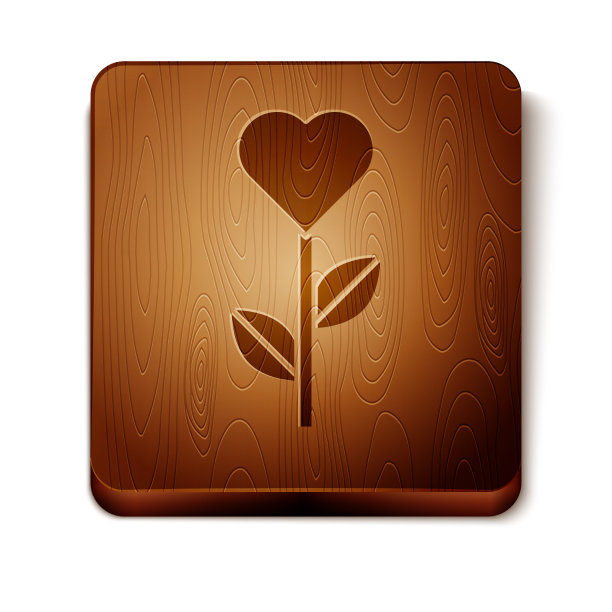 在褐色心形的花图标上孤立图片下载