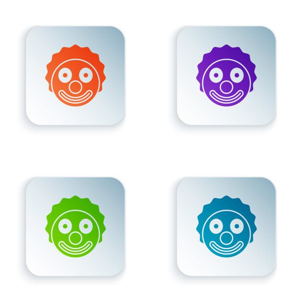 彩色小丑头图标孤立在白色背景图片下载