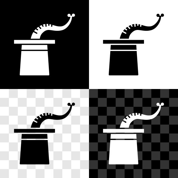 设置魔术师的帽子图标隔离在黑色和白色图片下载