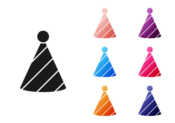黑色派对帽图标孤立的白色背景图片下载