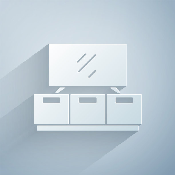 剪纸电视台架图标孤立在灰色图片下载