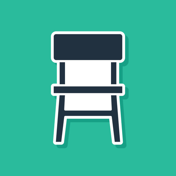 蓝色椅子图标孤立在绿色背景图片下载