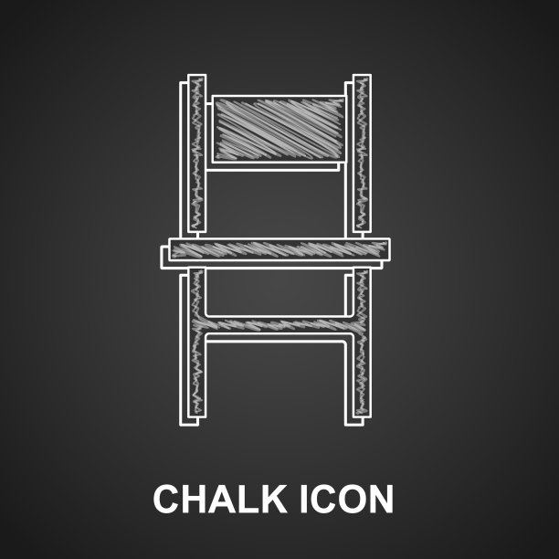 粉笔椅子图标孤立在黑色背景图片下载