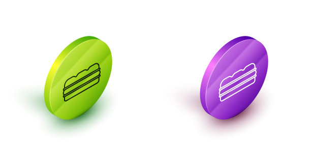 等距线三明治图标孤立在白色上图片下载