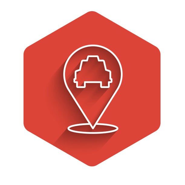 与出租车图标隔离的白线地图指针图片下载