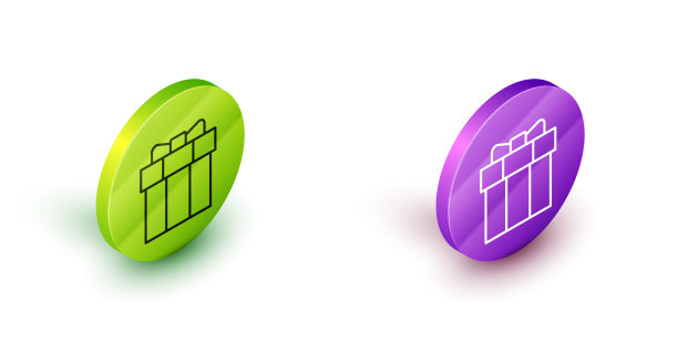 等距线礼品盒图标孤立在白色图片下载