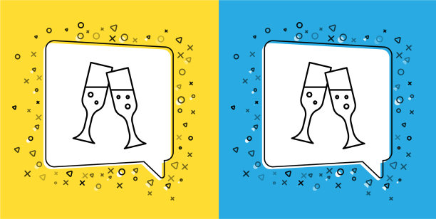 设置行玻璃香槟图标隔离图片下载