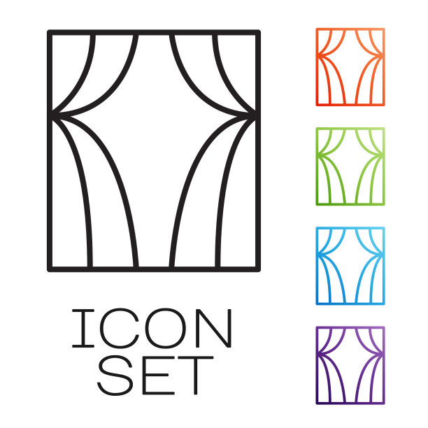 黑线马戏团幕布升起图标孤立上图片下载