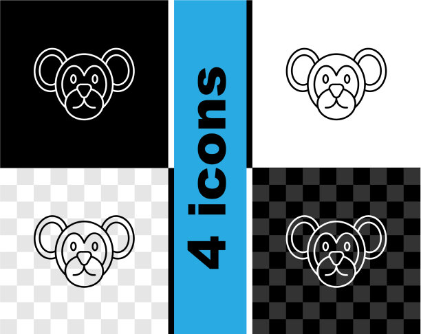 设置线猴子图标隔离在黑白图片下载