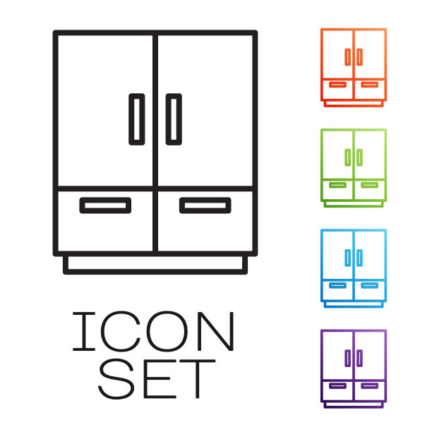 黑色线衣橱图标孤立在白色图片下载