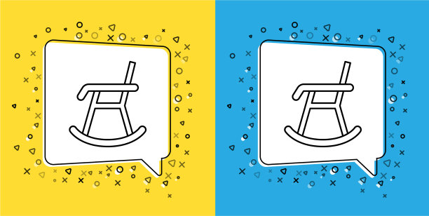 设置线扶手椅图标隔离在黄色和蓝色图片下载