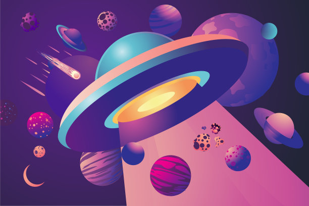 UFO卡通背景空间图片下载