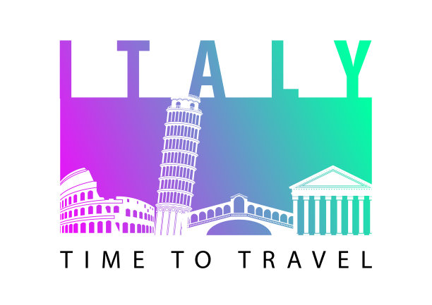 意大利著名地标剪影风格图片下载